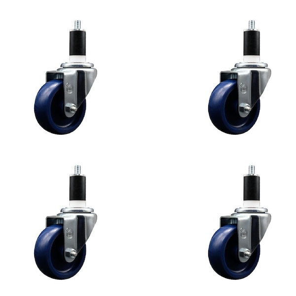 Service Caster 3.5'' Solid Poly Wheel Swivel 1-3/8'' Expanding Stem Caster Set, 4PK SCC-EX20S3514-SPUS-138-4 - main